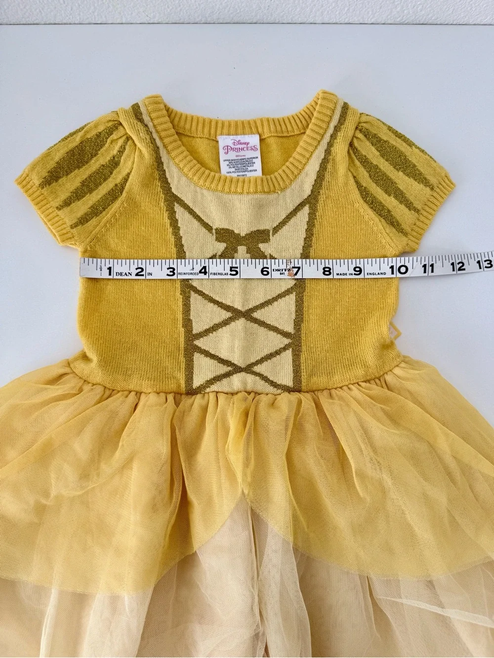 Disney Princess Belle Yellow Sweater Dress Tulle Tutu Toddler Girls Size 3T